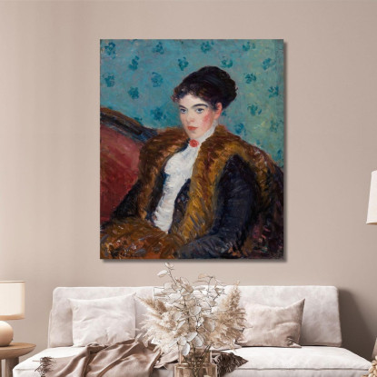 Ragazza Con Pelliccia Di Volpe William James Glackens wjg21 quadro stampato su tela