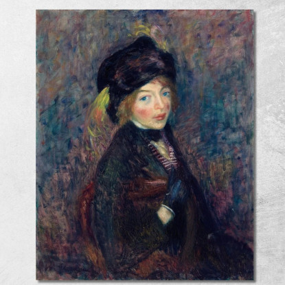 Testa Di Ragazza Con Piuma Nel Turbante William James Glackens wjg24 quadro stampato su tela