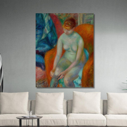 Nudo Che Indossa La Calza – Nudo Con Capelli Rossi William James Glackens wjg28 quadro stampato su tela