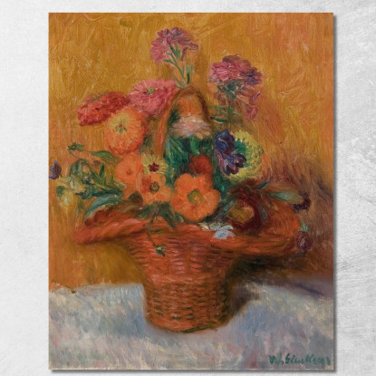 Cesto Rosso Di Zinnie William James Glackens wjg37 quadro stampato su tela
