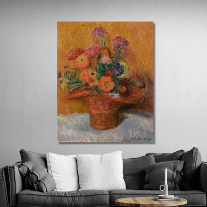 Cesto Rosso Di Zinnie William James Glackens wjg37 quadro stampato su tela