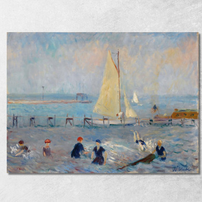 Paesaggio Marino Con Sei Bagnanti A Bellport William James Glackens wjg41 quadro stampato su tela