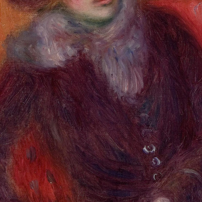 Donna Seduta Con Colletto Di Pelliccia E Sfondo Rosso William James Glackens wjg43 quadro stampato su tela