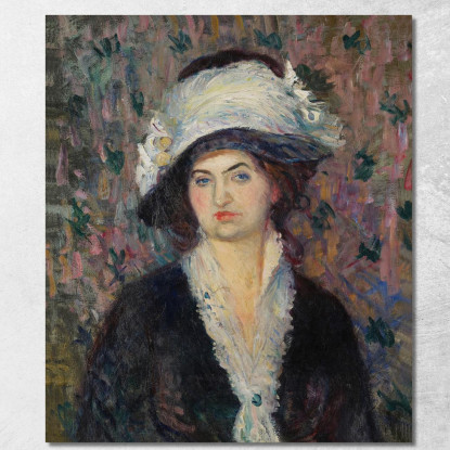 Signora Del Negozio – Donna Con Cappello Piumato William James Glackens wjg45 quadro stampato su tela
