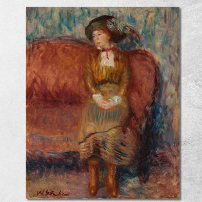 Donna Seduta Sul Divano Rosso William James Glackens wjg65 quadro stampato su tela