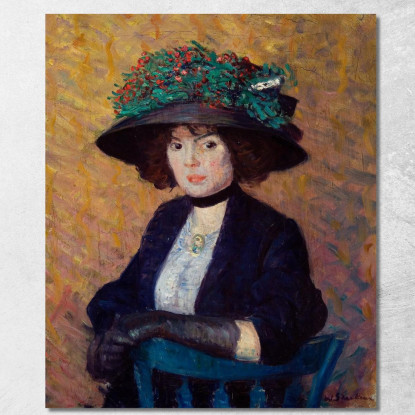 Donna Con Cappello Verde William James Glackens wjg66 quadro stampato su tela