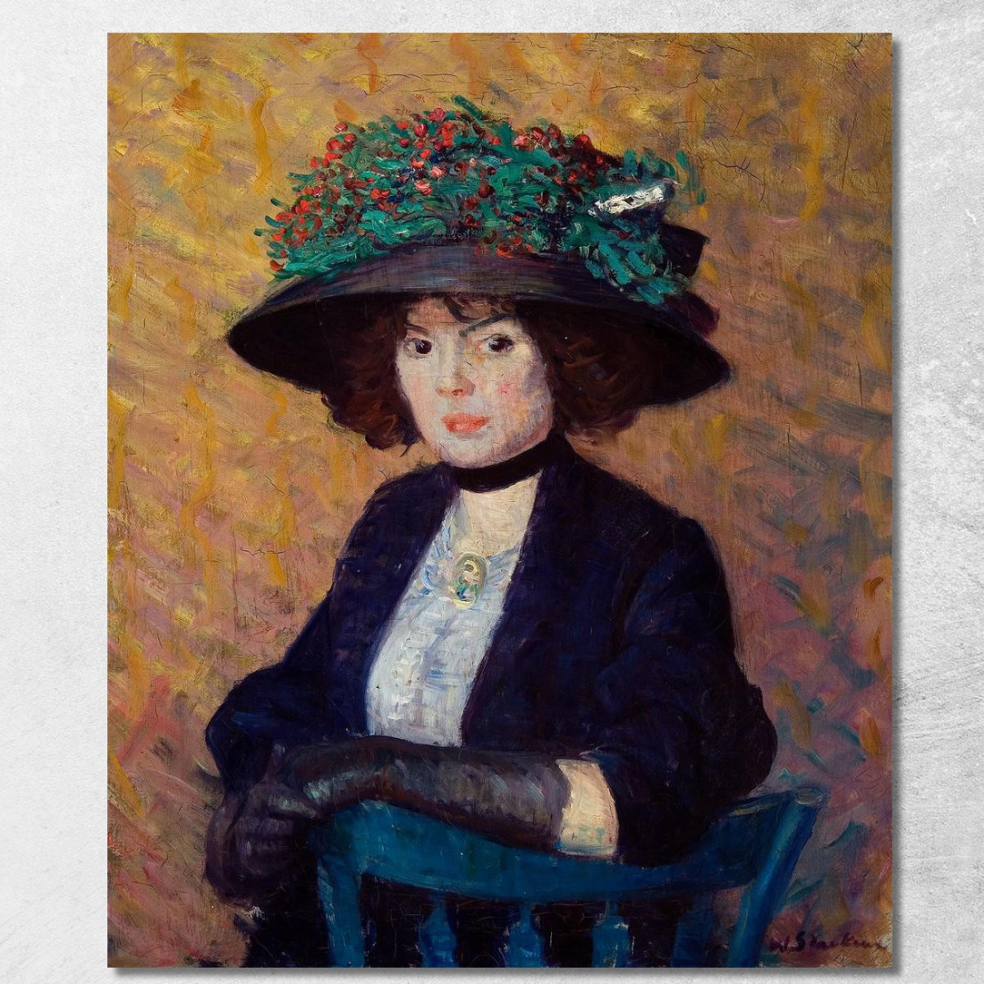 Donna Con Cappello Verde William James Glackens wjg66 quadro stampato su tela