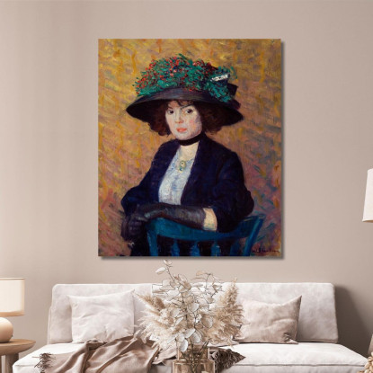 Donna Con Cappello Verde William James Glackens wjg66 quadro stampato su tela