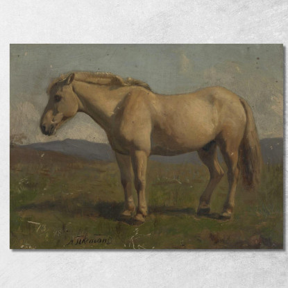 Un Cavallo Sauro Adolph Tidemand atd2 quadro stampato su tela