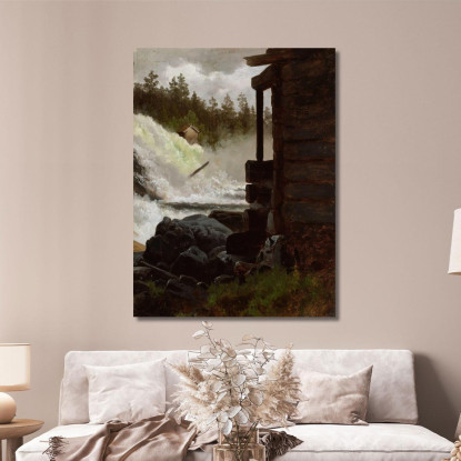Una Cascata Adolph Tidemand atd5 quadro stampato su tela