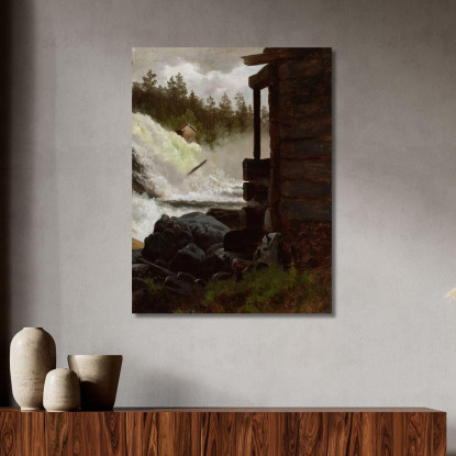 Una Cascata Adolph Tidemand atd5 quadro stampato su tela
