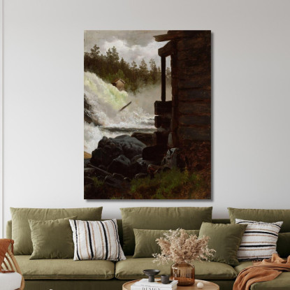 Una Cascata Adolph Tidemand atd5 quadro stampato su tela