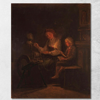 Accanto All'Arcolaio Adolph Tidemand atd12 quadro stampato su tela