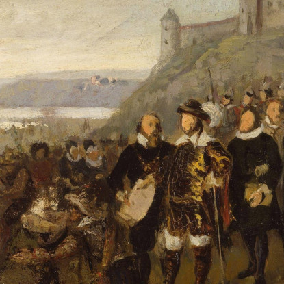 Cristiano Iv Fonda Christiania. Schizzo Adolph Tidemand atd13 quadro stampato su tela