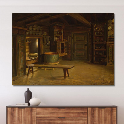 Interno Di Una Fattoria Da Gulsvik In Hallingdal Adolph Tidemand atd17 quadro stampato su tela