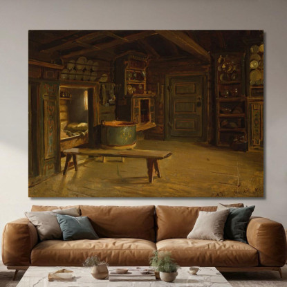Interno Di Una Fattoria Da Gulsvik In Hallingdal Adolph Tidemand atd17 quadro stampato su tela