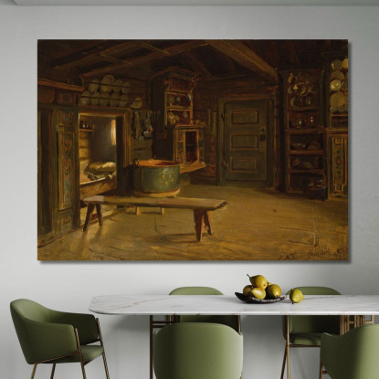 Interno Di Una Fattoria Da Gulsvik In Hallingdal Adolph Tidemand atd17 quadro stampato su tela