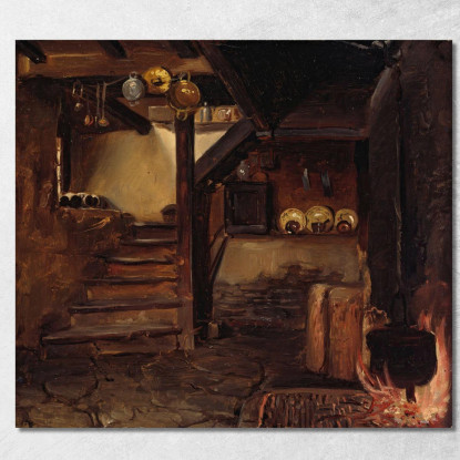 Cucina Tedesca Adolph Tidemand atd29 quadro stampato su tela