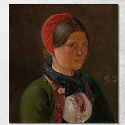 Ragazza Da Hallingdal Adolph Tidemand atd30 quadro stampato su tela