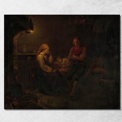 Il Bambino Malato Adolph Tidemand atd32 quadro stampato su tela