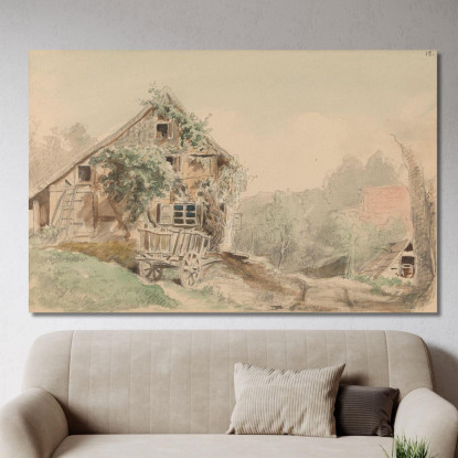 Casa Lungo La Strada Adolph Tidemand atd33 quadro stampato su tela