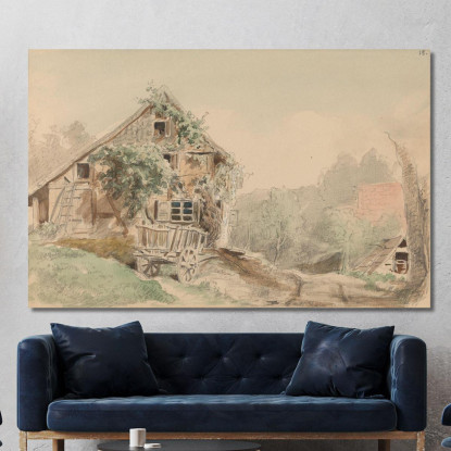 Casa Lungo La Strada Adolph Tidemand atd33 quadro stampato su tela