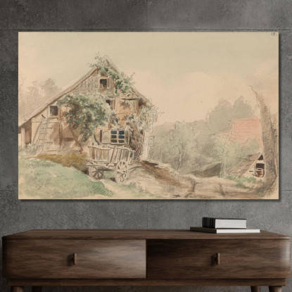 Casa Lungo La Strada Adolph Tidemand atd33 quadro stampato su tela