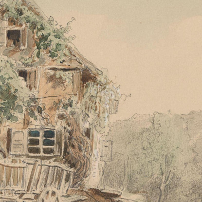 Casa Lungo La Strada Adolph Tidemand atd33 quadro stampato su tela