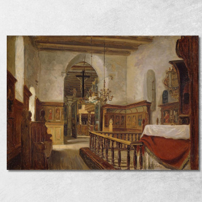 Interno Della Chiesa Di Voss Adolph Tidemand atd34 quadro stampato su tela