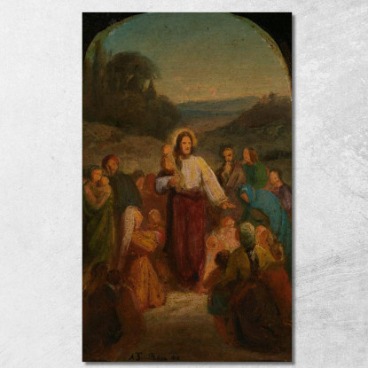 Lasciate Che I Bambini Vengano A Me Adolph Tidemand atd39 quadro stampato su tela