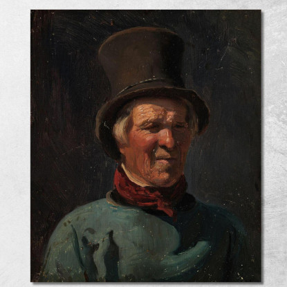 Uomo Con Cappello Adolph Tidemand atd42 quadro stampato su tela