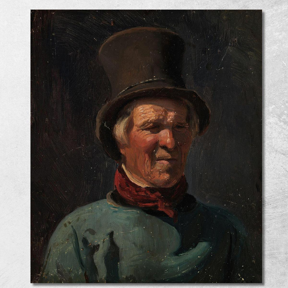 Uomo Con Cappello Adolph Tidemand atd42 quadro stampato su tela