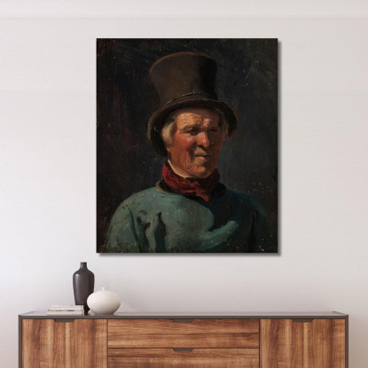 Uomo Con Cappello Adolph Tidemand atd42 quadro stampato su tela