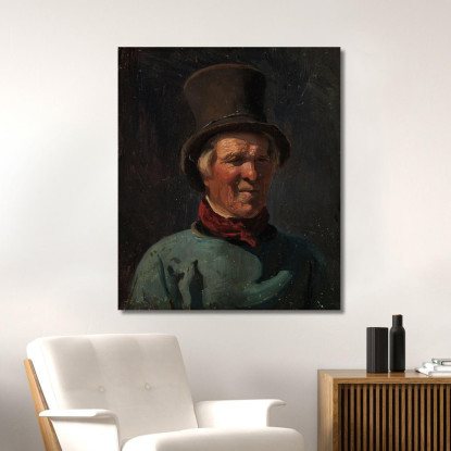 Uomo Con Cappello Adolph Tidemand atd42 quadro stampato su tela