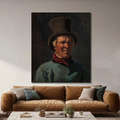 Uomo Con Cappello Adolph Tidemand atd42 quadro stampato su tela
