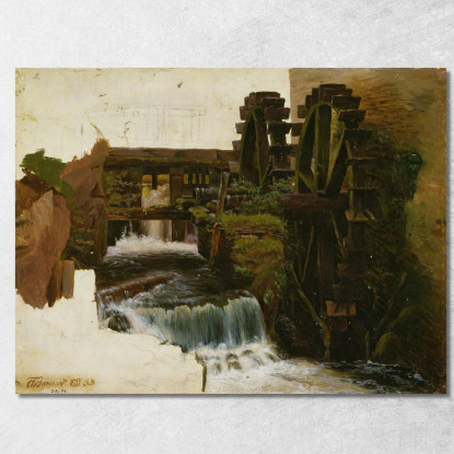 Ruscello Del Mulino Adolph Tidemand atd43 quadro stampato su tela