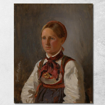 Ritratto Di Gunild Olsdatter Di Tinn Adolph Tidemand atd57 quadro stampato su tela