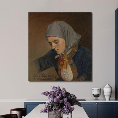 Ritratto Di Guro Sivertsdatter Travendal Adolph Tidemand atd58 quadro stampato su tela