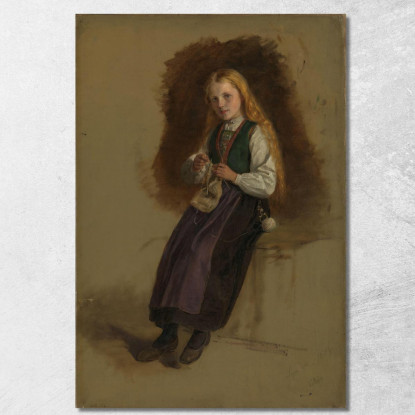 Ritratto Di Syneve Larsdatter Di Vikør Adolph Tidemand atd65 quadro stampato su tela