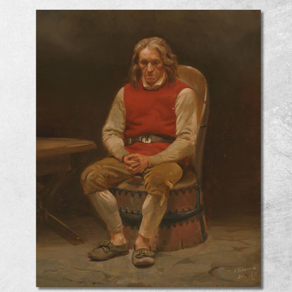 Contadino Seduto Studio Per Haugianerne Adolph Tidemand atd71 quadro stampato su tela