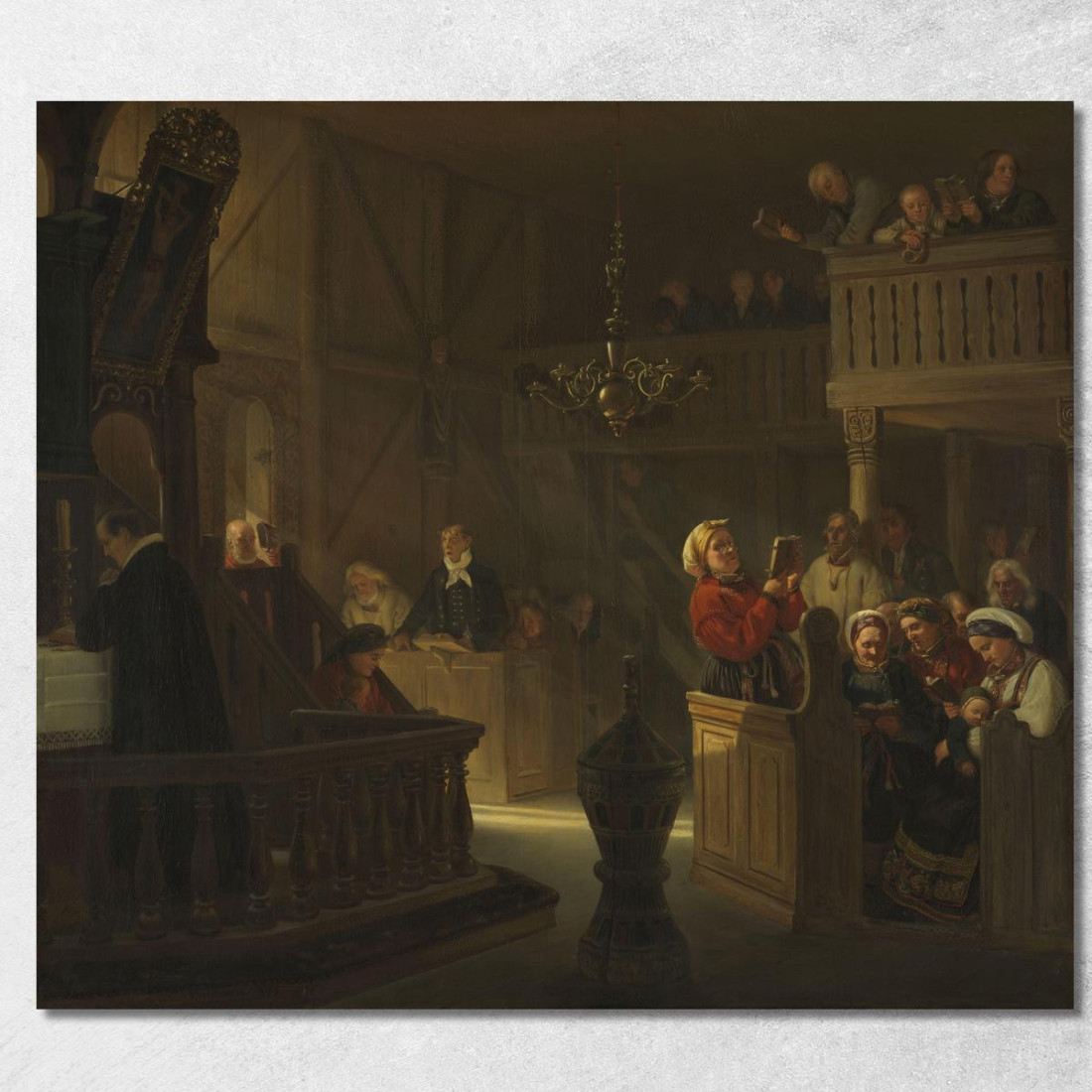 Funzione In Una Chiesa Di Campagna Norvegese Adolph Tidemand atd72 quadro stampato su tela