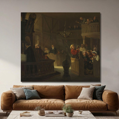 Funzione In Una Chiesa Di Campagna Norvegese Adolph Tidemand atd72 quadro stampato su tela