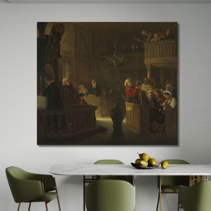 Funzione In Una Chiesa Di Campagna Norvegese Adolph Tidemand atd72 quadro stampato su tela