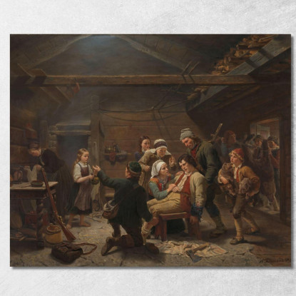 Il Ritorno Del Cacciatore Di Orsi Adolph Tidemand atd84 quadro stampato su tela