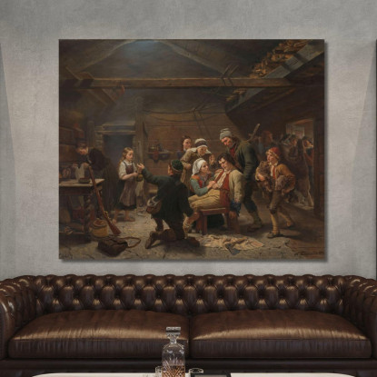 Il Ritorno Del Cacciatore Di Orsi Adolph Tidemand atd84 quadro stampato su tela