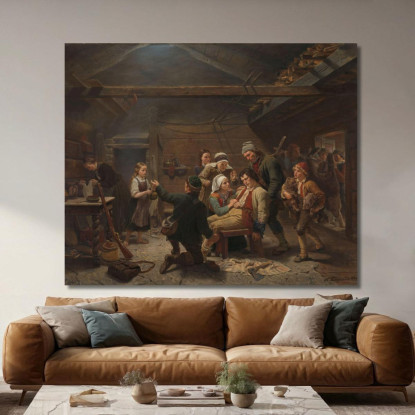 Il Ritorno Del Cacciatore Di Orsi Adolph Tidemand atd84 quadro stampato su tela