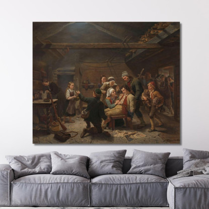 Il Ritorno Del Cacciatore Di Orsi Adolph Tidemand atd84 quadro stampato su tela