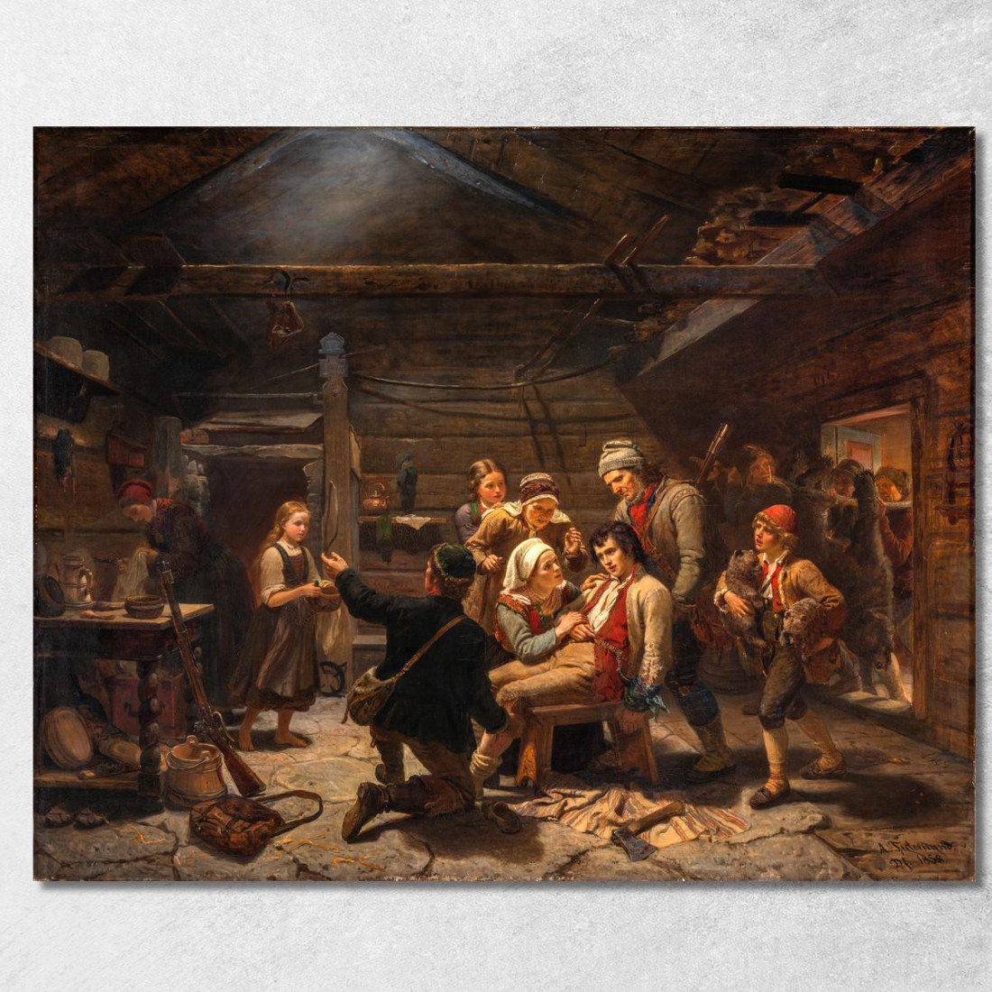 Il Cacciatore Di Orsi Ferito Adolph Tidemand atd85 quadro stampato su tela