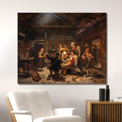 Il Cacciatore Di Orsi Ferito Adolph Tidemand atd85 quadro stampato su tela