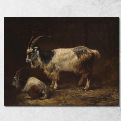 Due Capre Adolph Tidemand atd87 quadro stampato su tela